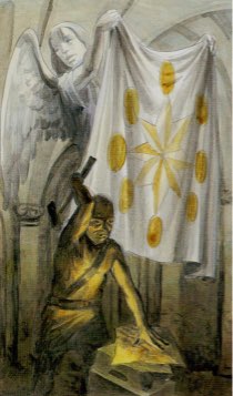 Tarotkaart 'Acht van Pentagrammen'