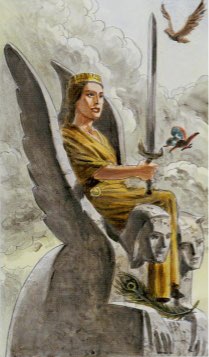 Tarotkaart 'Koningin van Zwaarden'