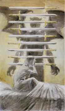 Tarotkaart 'Negen van Zwaarden'