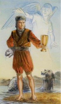 Tarotkaart 'Schildknaap van Kelken'