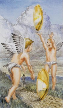 Tarotkaart 'Twee van Pentagrammen'