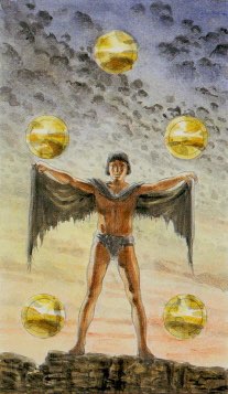 Tarotkaart 'Vijf van Pentagrammen'