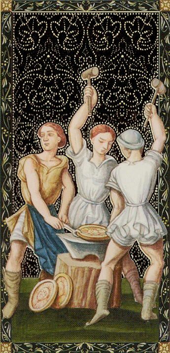 Tarotkaart 'Drie van Pentagrammen'