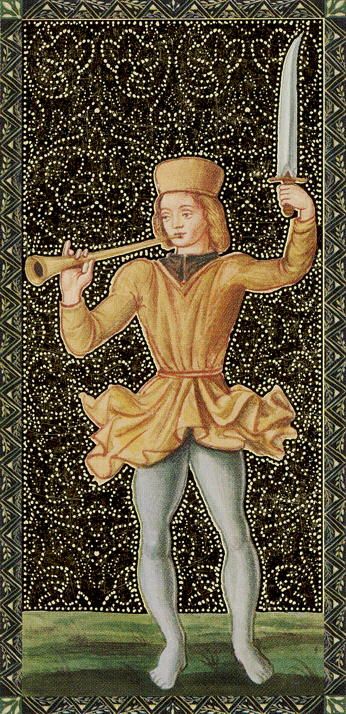 Tarotkaart 'Schildknaap van Zwaarden'