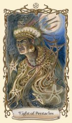 Tarotkaart 'Acht van Pentagrammen'