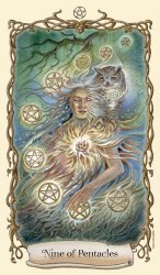 Tarotkaart 'Negen van Pentagrammen'