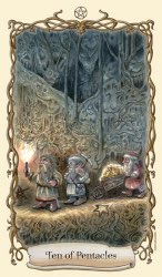 Tarotkaart 'Tien van Pentagrammen'