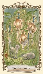 Tarotkaart 'Vier van Zwaarden'