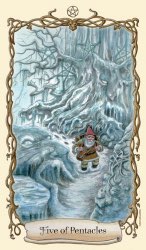 Tarotkaart 'Vijf van Pentagrammen'