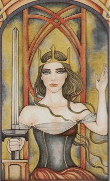 Tarotkaart 'Koningin van Zwaarden'