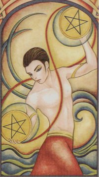 Tarotkaart 'Twee van Pentagrammen'
