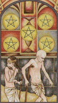 Tarotkaart 'Vijf van Pentagrammen'