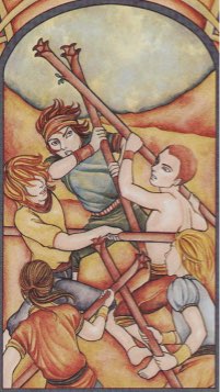 Tarotkaart 'Vijf van Staven'