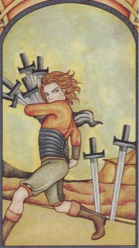 Tarotkaart 'Zeven van Zwaarden'