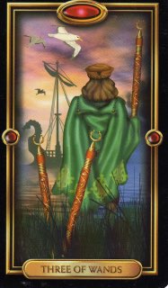 Tarotkaart 'Drie van Staven'