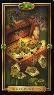Tarotkaart 'Tien van Pentagrammen'