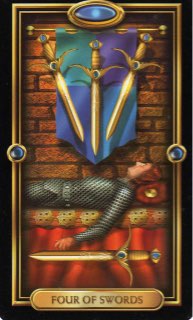 Tarotkaart 'Vier van Zwaarden'