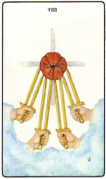 Tarotkaart 'Acht van Zwaarden'