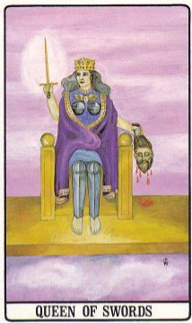 Tarotkaart 'Koningin van Zwaarden'