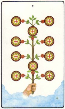Tarotkaart 'Tien van Pentagrammen'