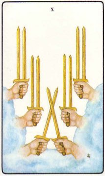 Tarotkaart 'Tien van Zwaarden'