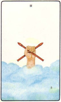 Tarotkaart 'Twee van Staven'