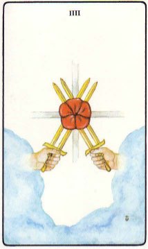 Tarotkaart 'Vier van Zwaarden'