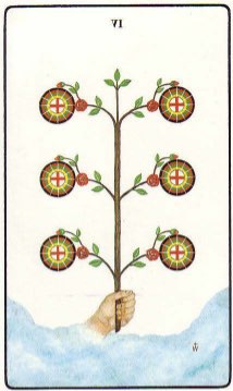 Tarotkaart 'Zes van Pentagrammen'