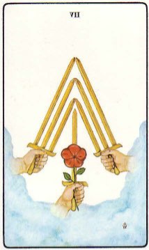Tarotkaart 'Zeven van Zwaarden'