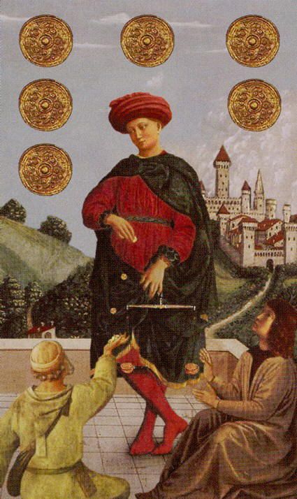 Tarotkaart 'Zes van Pentagrammen'