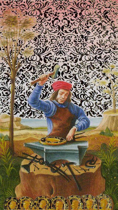 Tarotkaart 'Acht van Pentagrammen'