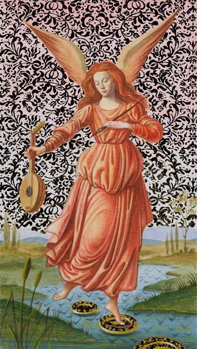 Tarotkaart 'Drie van Pentagrammen'