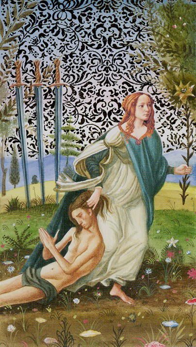 Tarotkaart 'Drie van Zwaarden'