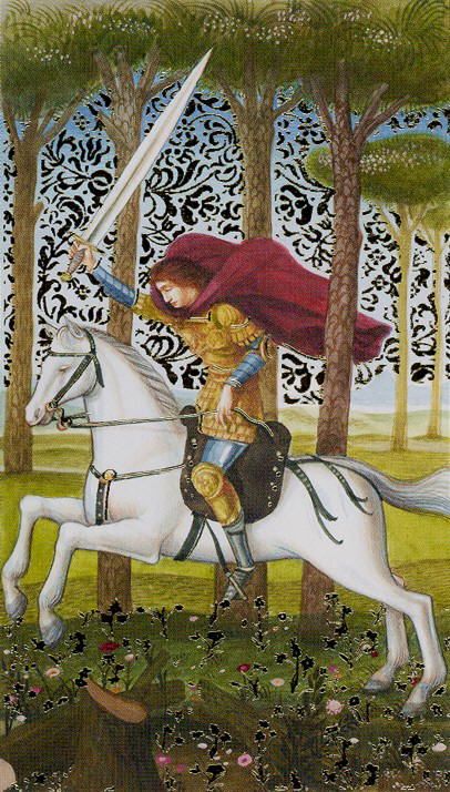 Tarotkaart 'Ridder van Zwaarden'