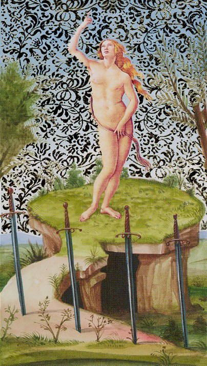 Tarotkaart 'Vier van Zwaarden'