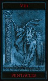 Tarotkaart 'Acht van Pentagrammen'