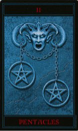 Tarotkaart 'Twee van Pentagrammen'