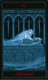 Tarotkaart 'Vier van Zwaarden'