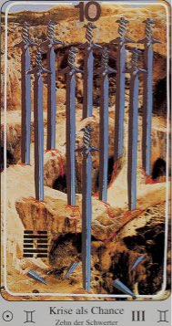Tarotkaart 'Tien van Zwaarden'