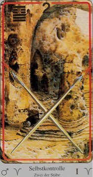 Tarotkaart 'Twee van Staven'