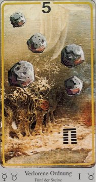 Tarotkaart 'Vijf van Pentagrammen'
