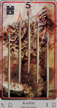 Tarotkaart 'Vijf van Staven'