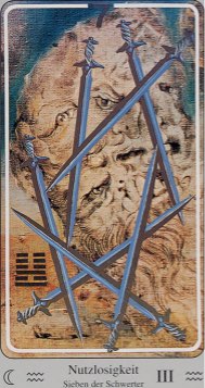 Tarotkaart 'Zeven van Zwaarden'