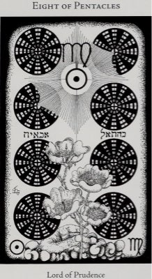 Tarotkaart 'Acht van Pentagrammen'