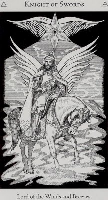 Tarotkaart 'Ridder van Zwaarden'