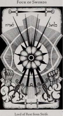 Tarotkaart 'Vier van Zwaarden'