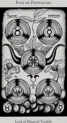 Tarotkaart 'Vijf van Pentagrammen'