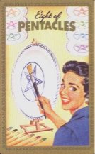 Tarotkaart 'Acht van Pentagrammen'
