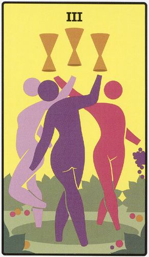Tarotkaart 'Drie van Kelken'