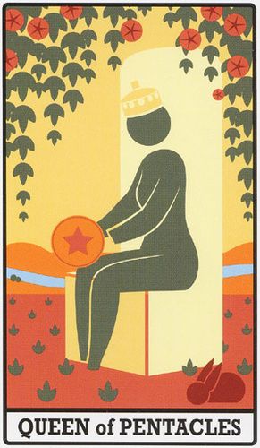 Tarotkaart 'Koningin van Pentagrammen'